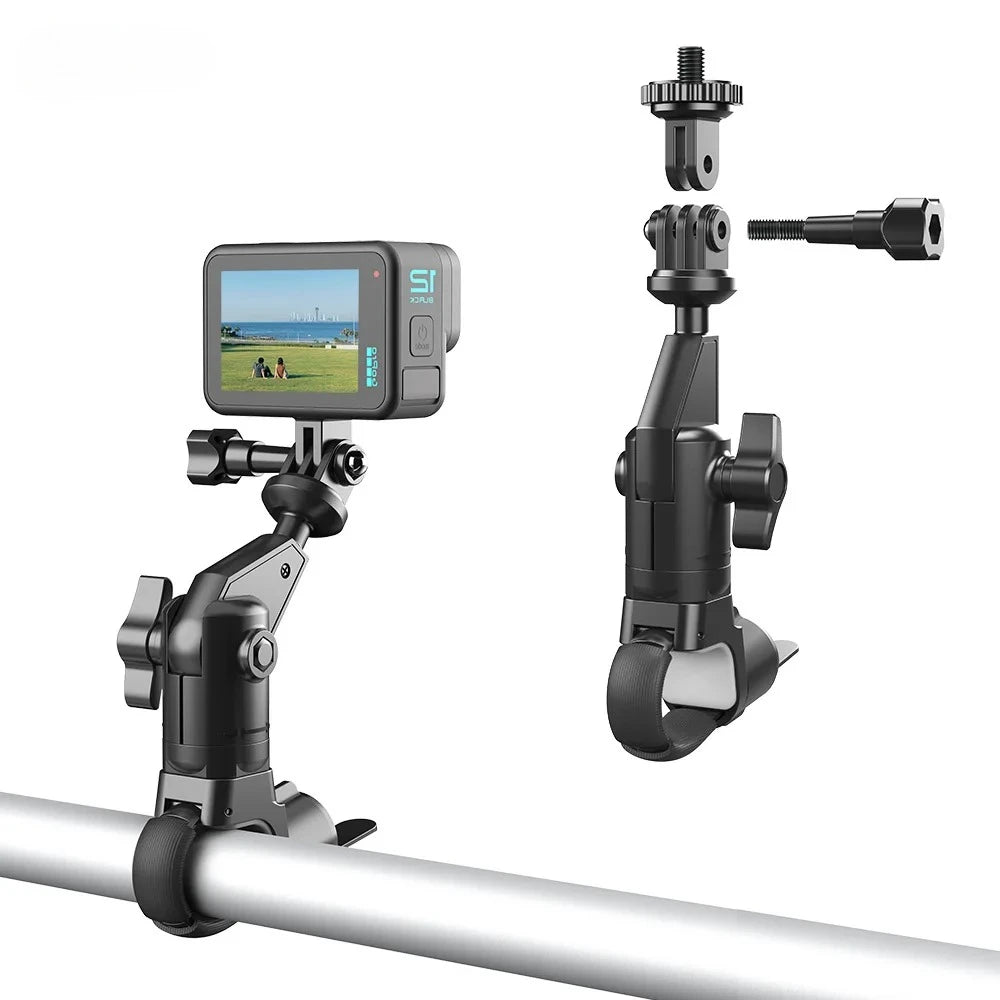 Camera Clamp Mount Bike Motorcycle Handlebar Holder, Pipes of any shape can all be installed 360 Ball Join for GoPro  DJI