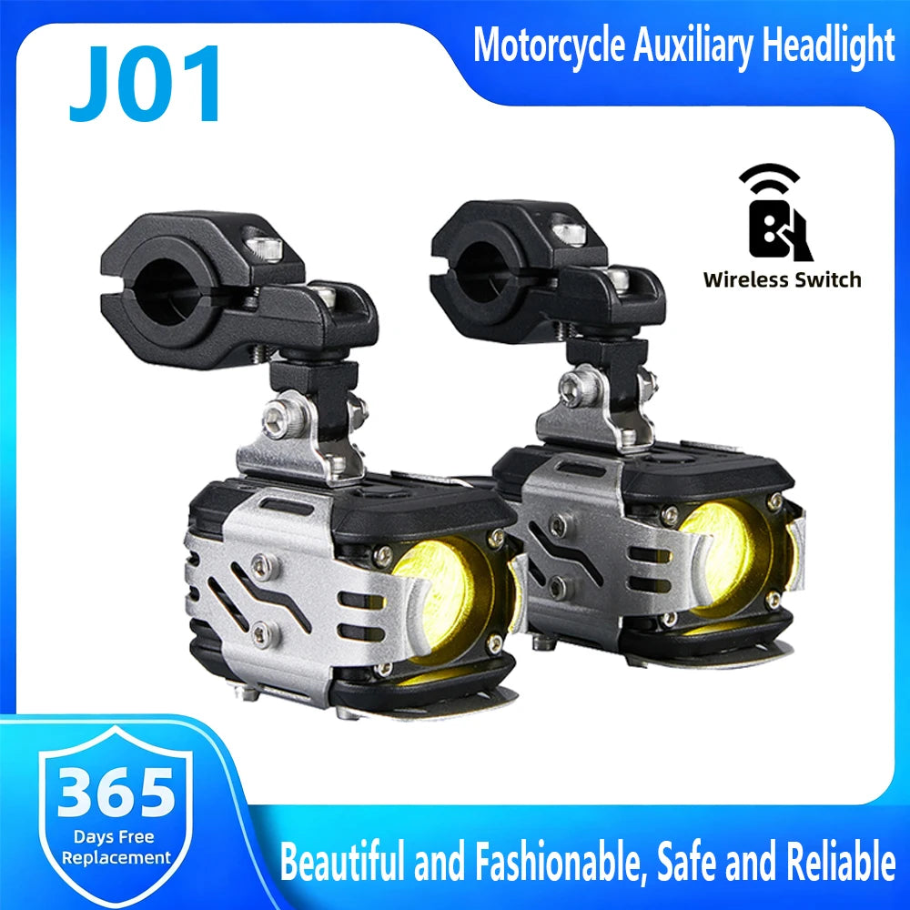 J01/J03 Wireless Switch Motorcycle Front Auxiliary Spotlight 7200 Lumens Electric Vehicle LED Beads Far And Near Light Tangent