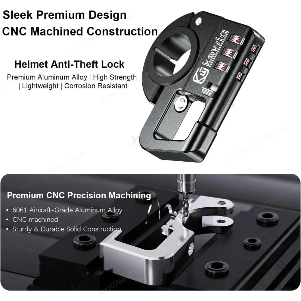 Motorcycle Handlebar Helmet Lock Aluminum Alloy Anti Theft Lock for Handlebar Diameter Within 0.875"/1"/1.125" Bike ATV Scooter