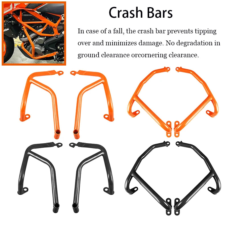 Orange & Black Metal Iron Crash Bars Engine Guard For KTM 250 Duke 390 Motorcycle Highway Engine Guard Fairing Protector