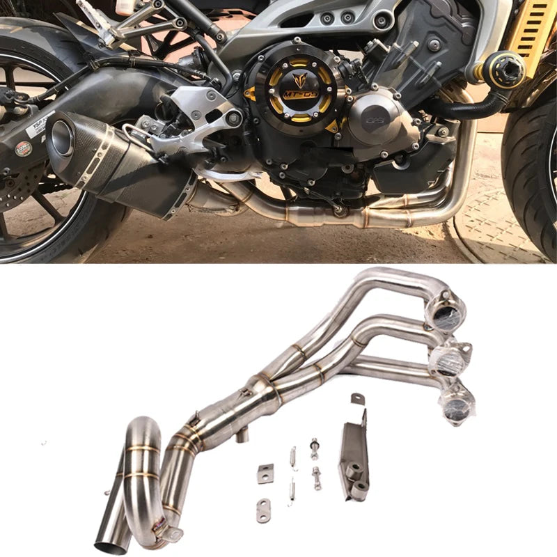 Motorcycle Exhaust Full System Escape For MT09 FZ09 MT-09 FZ-09 Tracer 900 Header Loop Front Pipe carbon fiber Muffler Slip-On