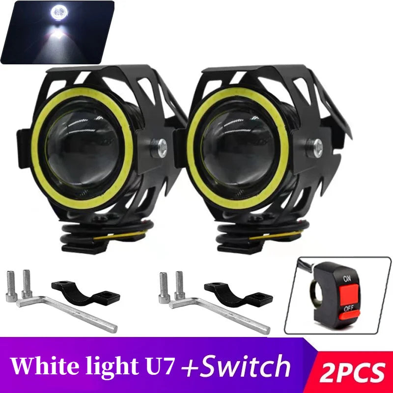 Waterproof Motorcycle LED Headlight 3000LMW U7 Motorbike LED Driving Fog Spot Light with Switch