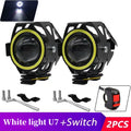 Waterproof Motorcycle LED Headlight 3000LMW U7 Motorbike LED Driving Fog Spot Light with Switch
