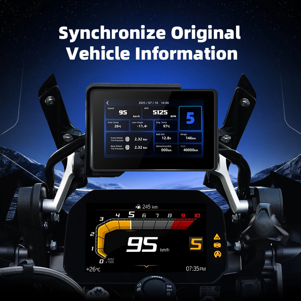 EKIY 5.0" Wireless CarPlay Moto Android Auto For BMW R1200GS R1250GS F800 F900 S1000XR GPS Motorcycle Navigation For WonderWheel
