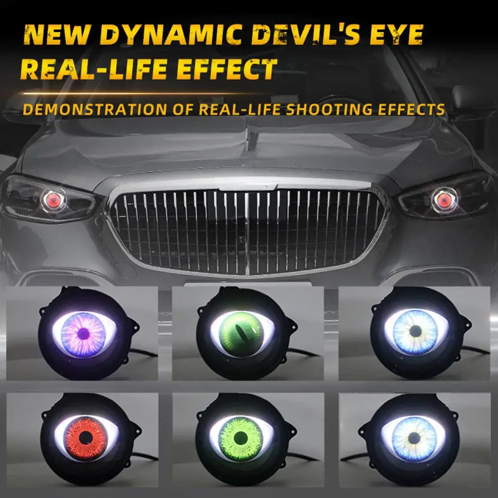 LED Dynamic Devil Eyes Style Car Lights 1.5W Lens Headlight Auto Decoration For Motorcycle/Car/SUV/Off-Road Eye Light Accessorie