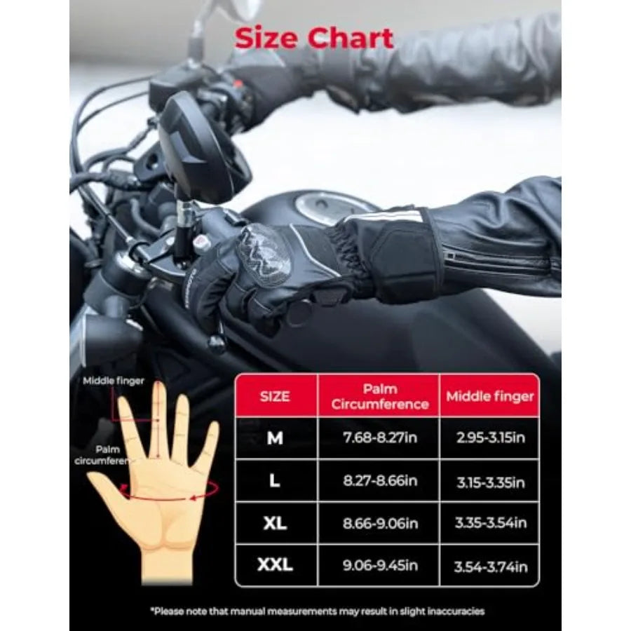 Motorcycle Winter Gloves for Men: Warm Touchscreen Tactical Riding Gloves with Carbon Fiber Protection, Black, Rainproof Windpr
