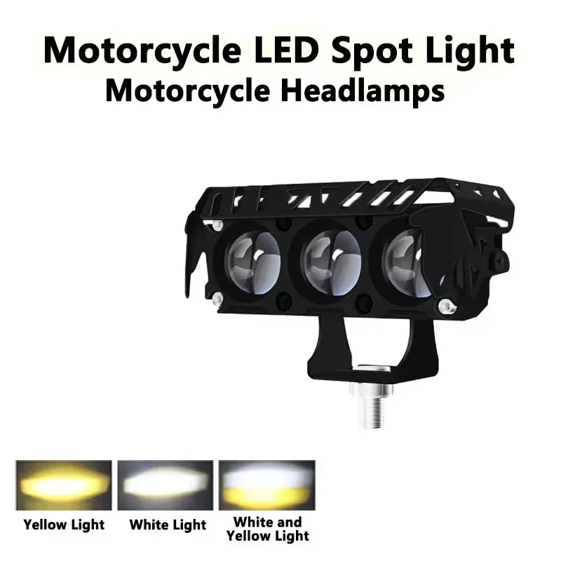 1/2PCS Motorcycle LED Spot Light Dual Color Hi/Low Beam Fog Lamps for Car Trucks SUV UTV 12V Mini Lens Headlight Driving Light