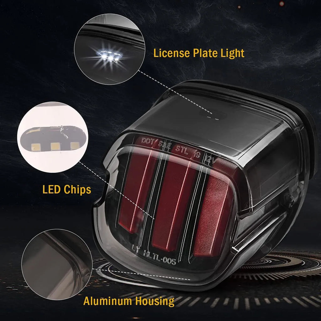 DOT Motorcycle LED Brake Tail Light Rear Turn Signal Lamp for Harley Sportster Dyna Fatboy Softail Touring Road Glide Road King