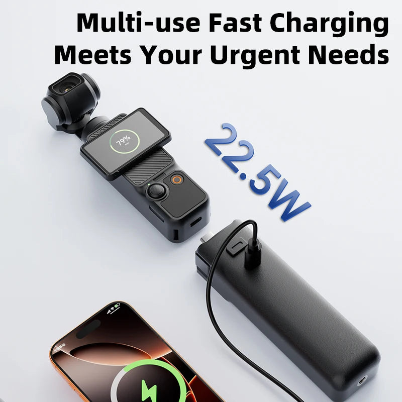 NOHON 5000/10000mAh High Capacity Battery Handle for DJI Osmo Pocket 3/4 22.5W PD Fast Charging Battery Portable Battery Handle