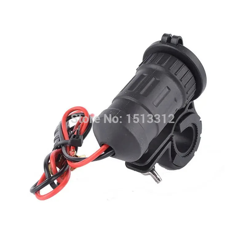 Universal Motorcycle Cigarette Socket 12/24V Waterproof Motorcycle Handlebar Mounted Cigarette Lighter Socket with 60cm Cable