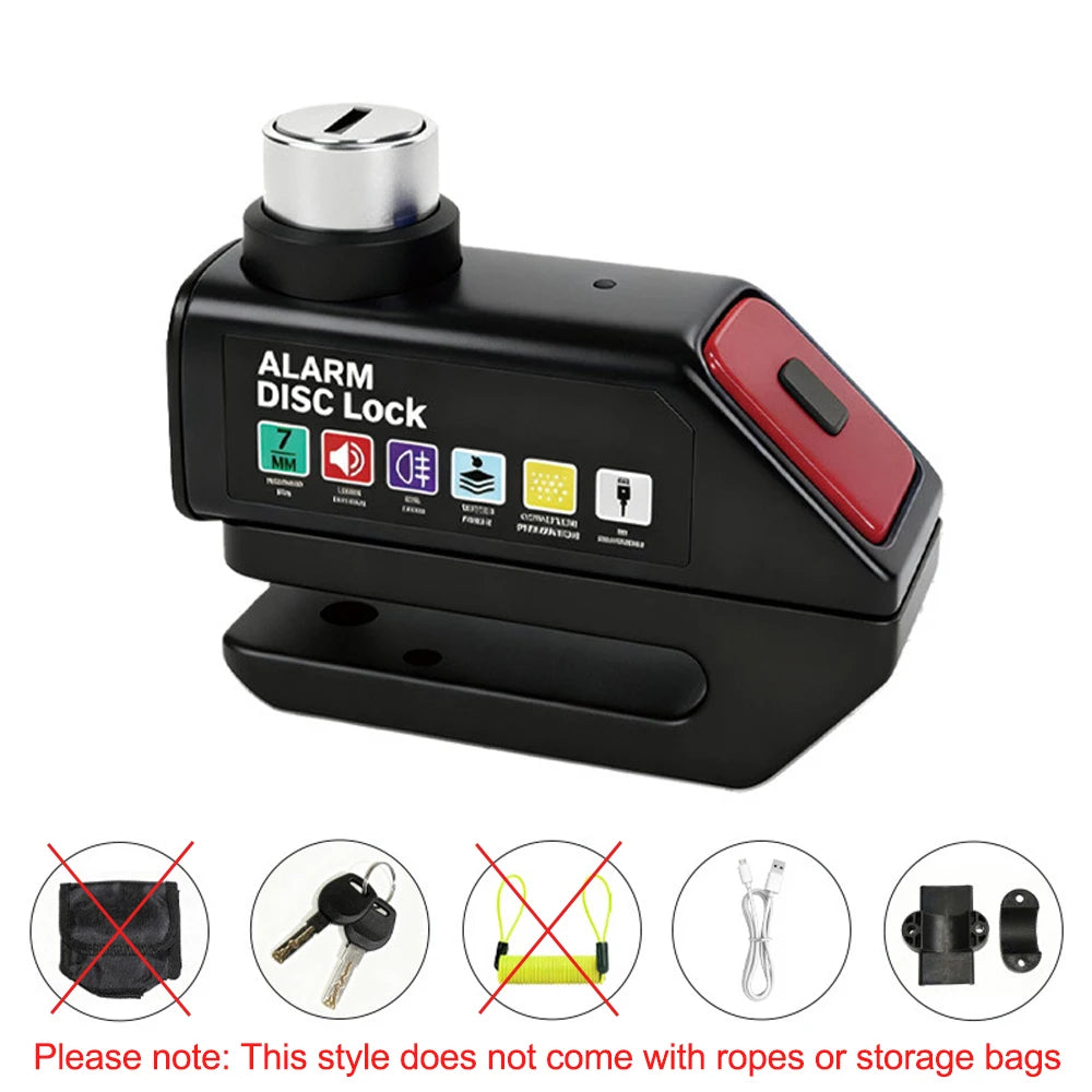 Motorcycle Alarm Disc Brake Lock 120dB Loud Anti Theft Alarma Security Moto Wheel Disk Padlock Waterproof Motorcycle Disc Lock