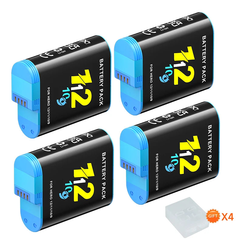 2000mAh for GoPro Hero 12 11 10 9 Battery  + 3-Slot LCD USB Fast Charger for Go Pro 10 9 Black Camera Bateria for Go Pro 12 10 9
