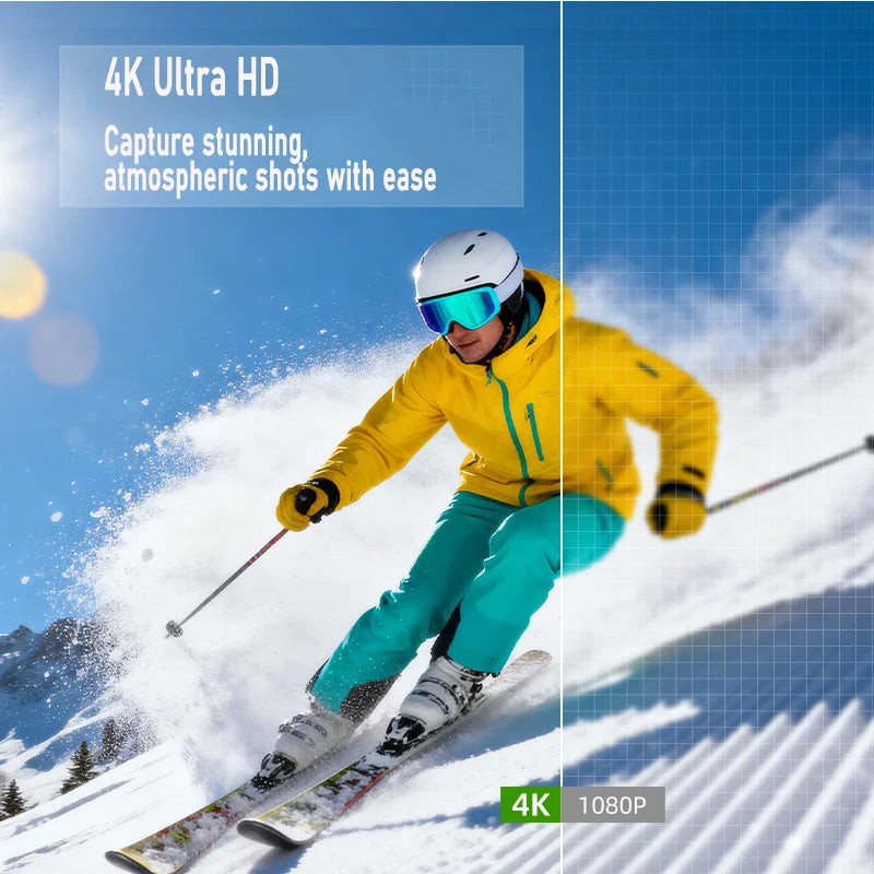 4K Wifi Action Camera 330° Auto-rotate Len Pocket Camera 1.72" Touchscreen Zoom Sport Cam Portable Vlog Video Recorder Cycling