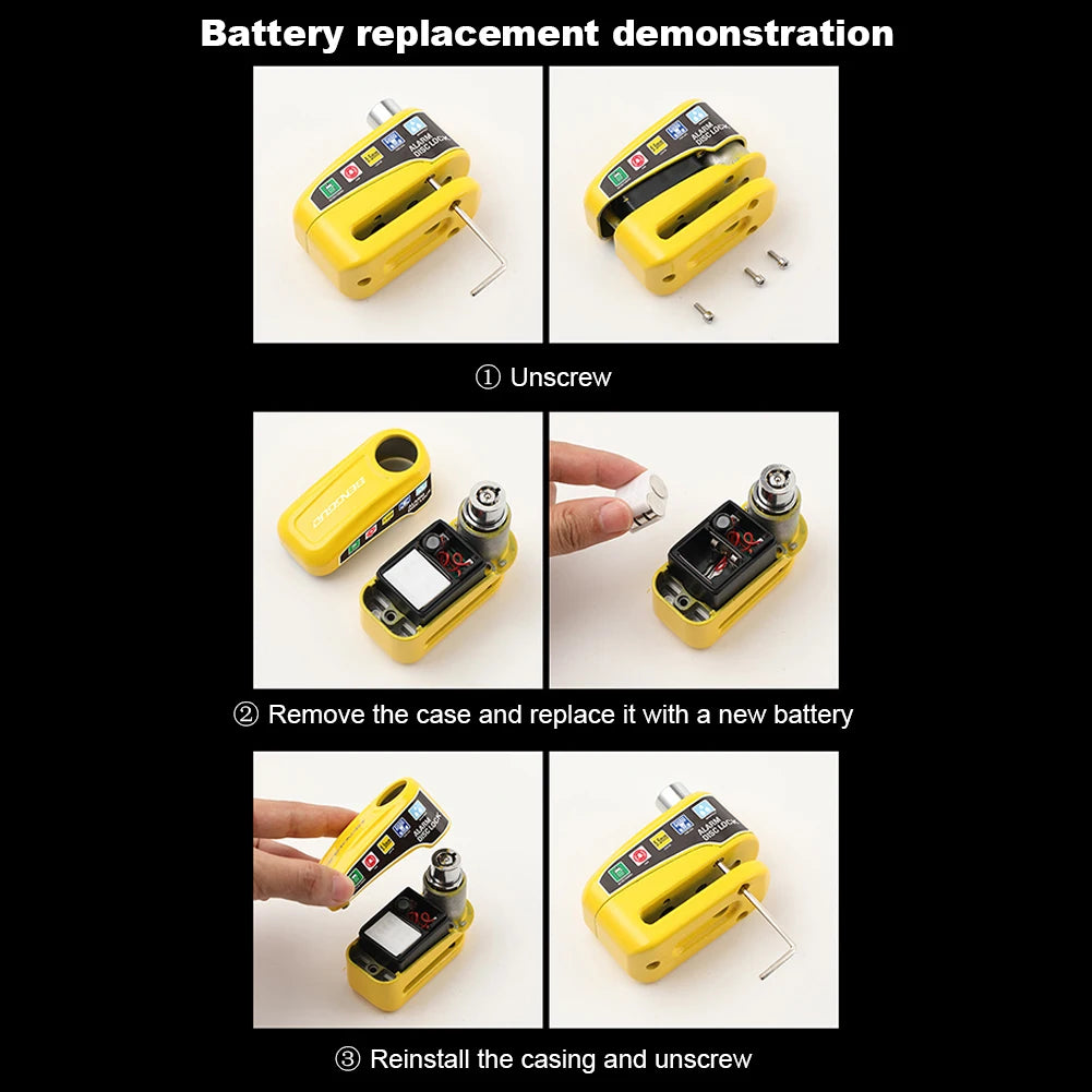 Motorcycle Alarm Lock Wheel Disc Brake Lock with Key Motorbike Scooter Waterproof Anti-theft Aluminum Alloy Security Brakelock