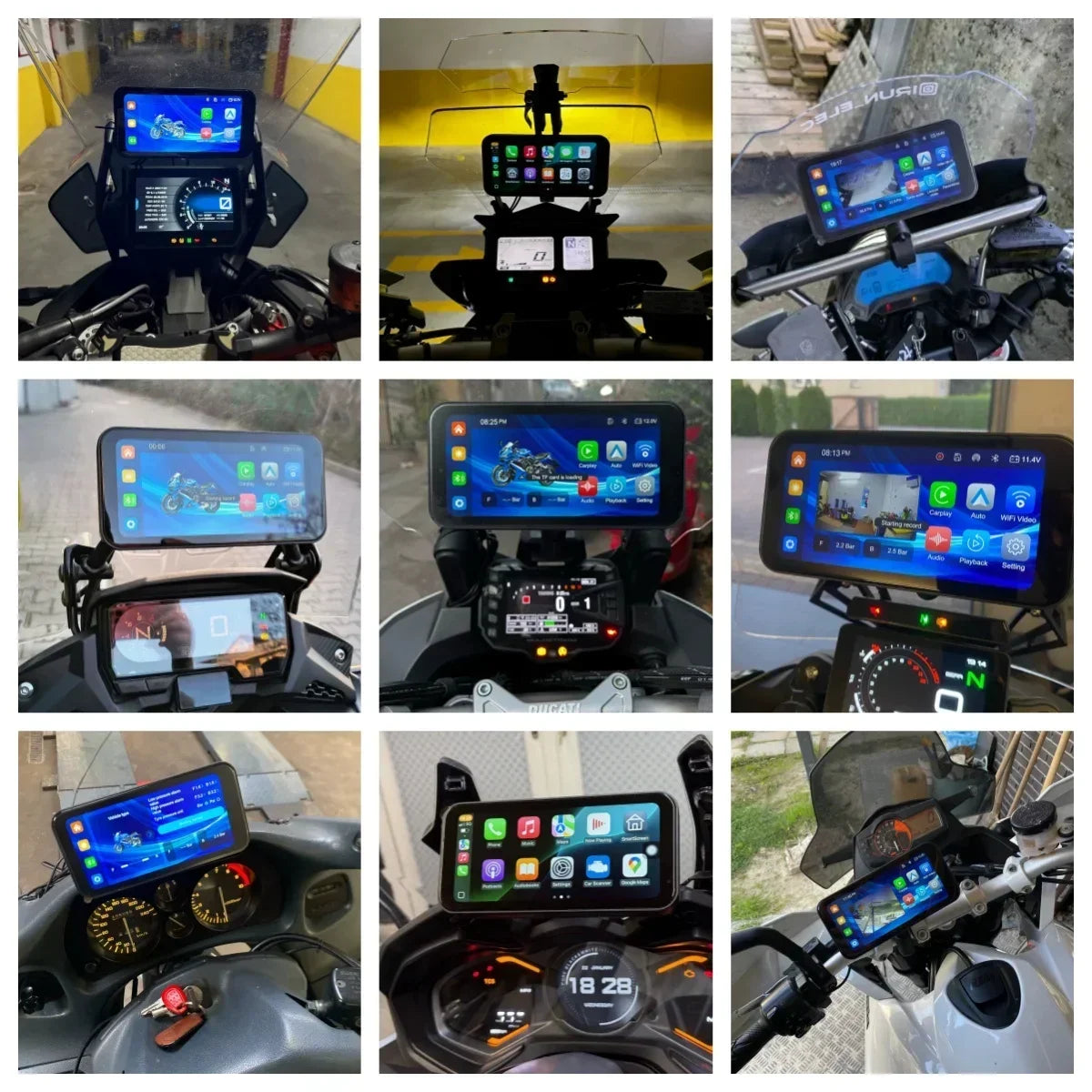 NaviFly 6.25" Motorcycle Wireless CarPlay Moto Android Auto Portable Digital Dashboard Navigation Display Optional DVR TPMS