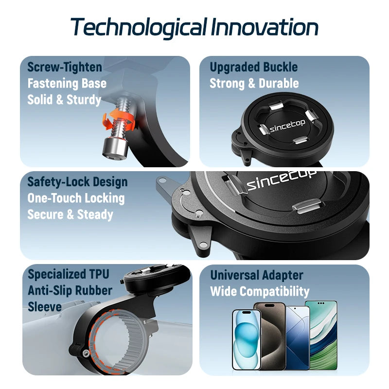Adjustable Support Motorcycle Bike Phone Holder Stand for Moto Bicycle Handlebar Mount, suitable for iPhone 17 Samsung Xiaomi LG