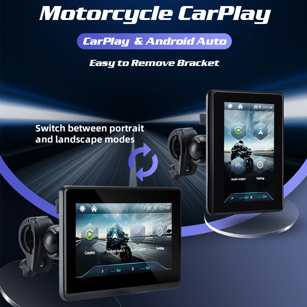 EKIY 5.0" Wireless CarPlay Moto Android Auto Portable Digital Motorcycle Dashboard GPS Motorcycle Navigation Display Screen TPMS