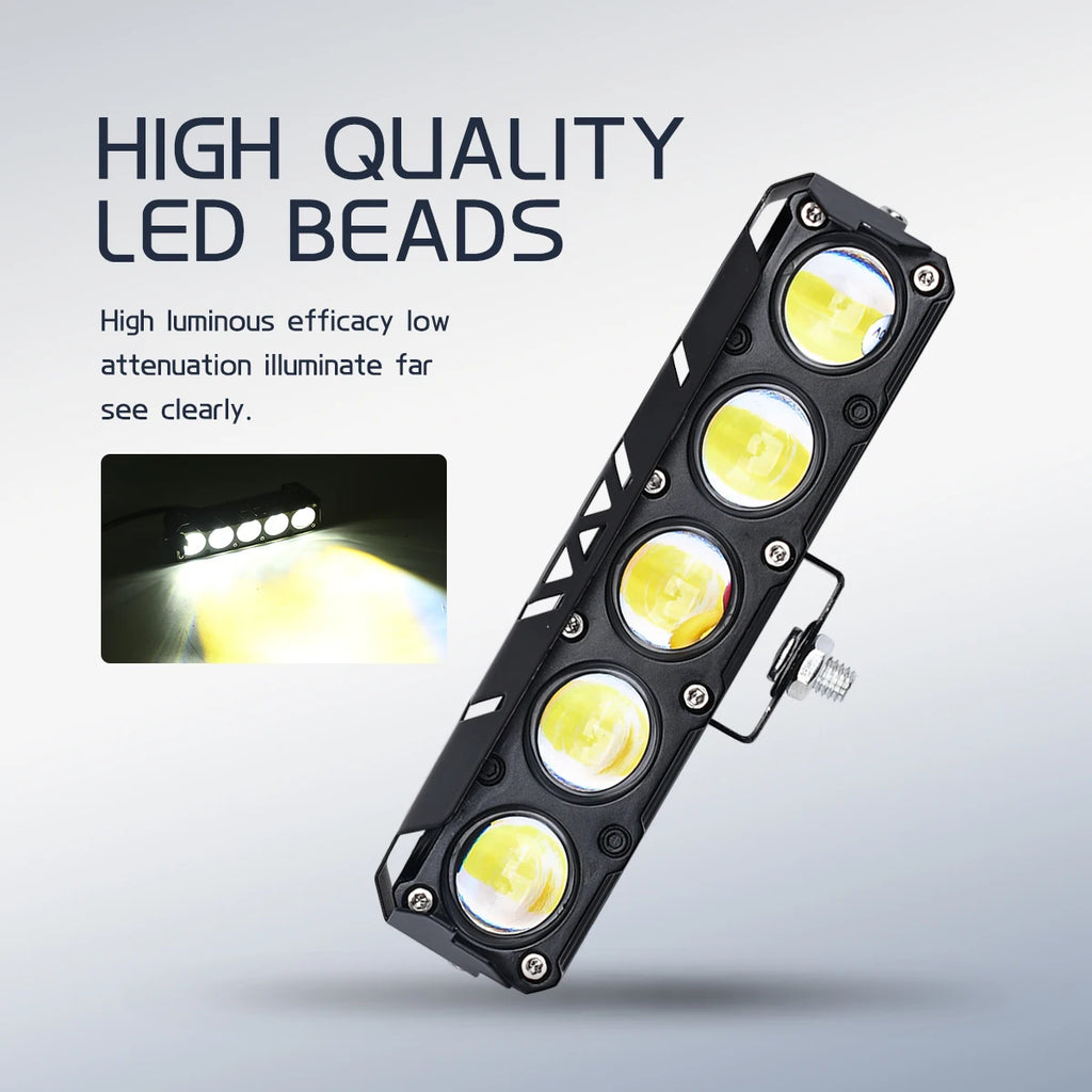 Motorcycle LED Spotlight Dual Color Hi/Low Beam Spot Fog Lamp For Jeep Truck Tractor SUV ATV 4x4 Offroad Driving Headlight 12V