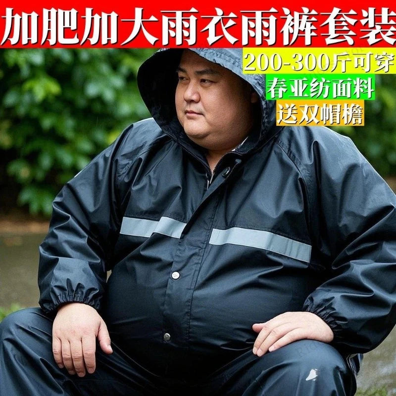 Plus Size Rain Suit Separate Motorcycle Rain Jacket & Pants Heavy Duty Anti-storm Fishing Delivery Outdoor Riding