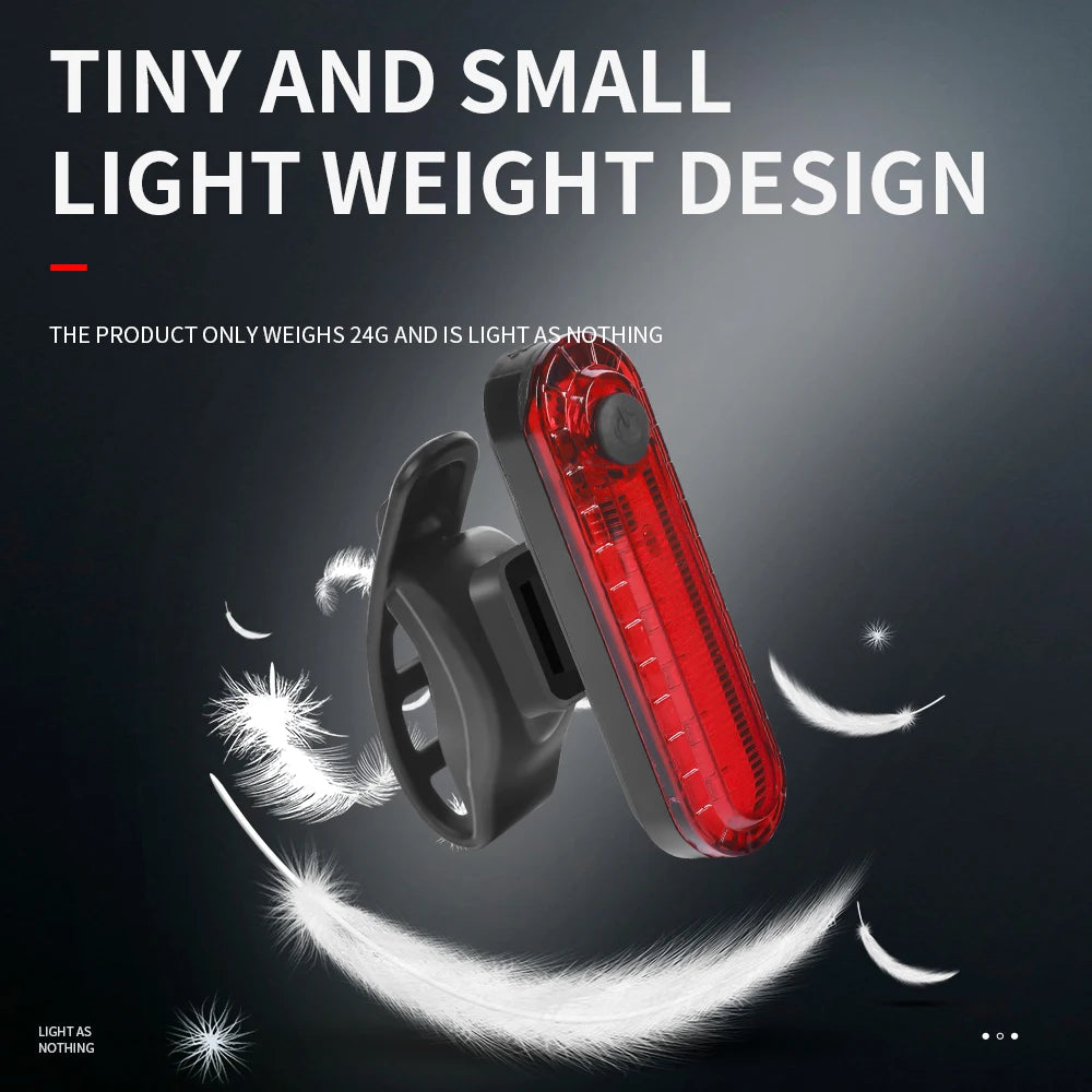 Bright Bike Cycling Safety Rear Flashlight USB Rechargeable LED Bicycle Tail Light 5 Modes Durable for Road MTB Night Riding
