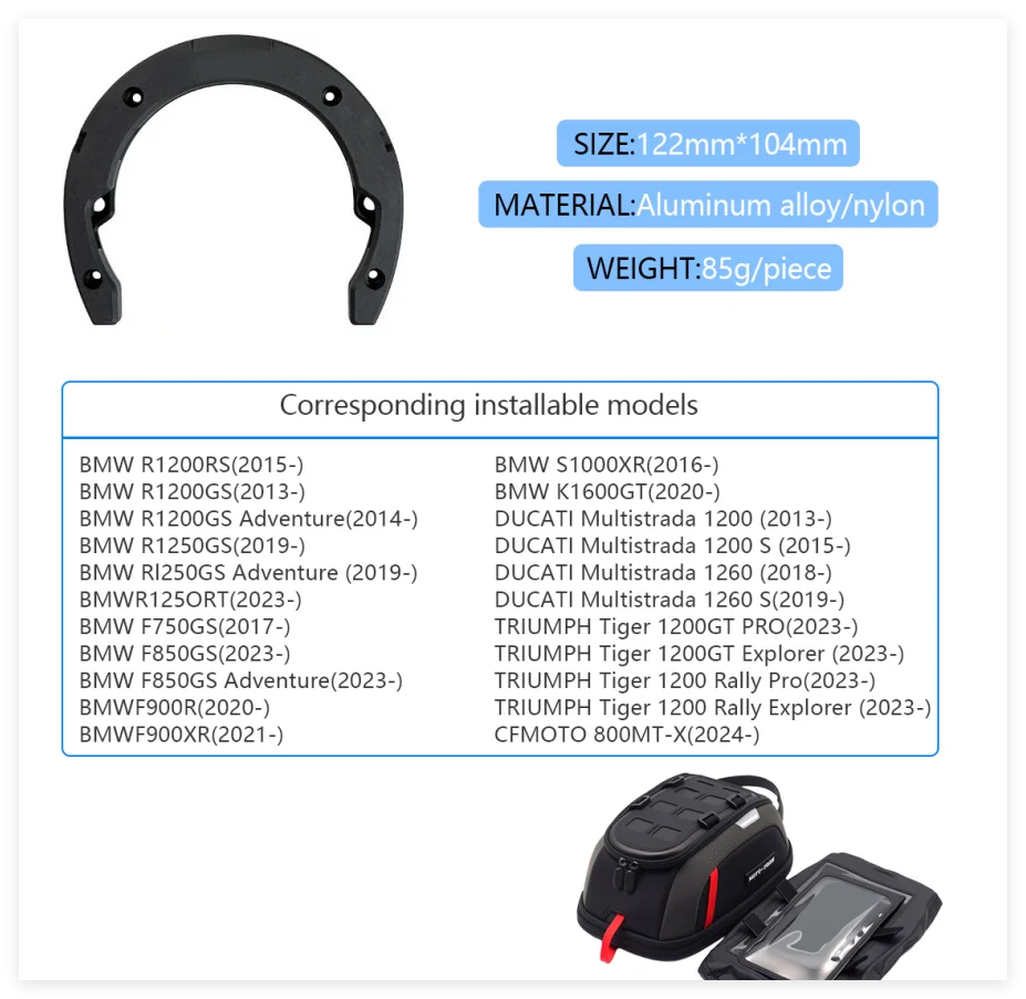 For R1200GS ADV R1250GS R 1250 GS F850GS F 750GS Magnetic Motorcycle Tank Bag Portable Card Phone Tool Bag Universal Black
