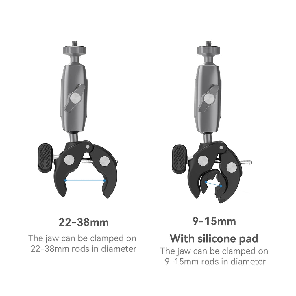 TELESIN Cycling Motorcycle Clip Magic Arm 360° Aluminum Alloy Super Clamp 1/4" Hole For Camera GoPro Mobile Phone Action Camera