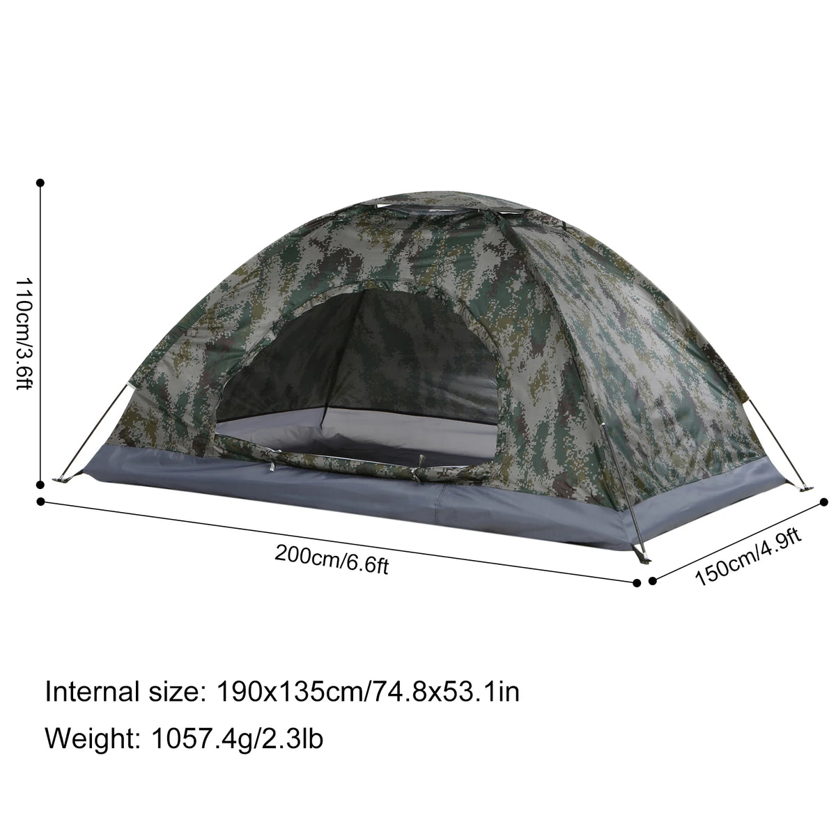 Ultralight Camping Tent Single Layer Portable Hiking Tent Anti-UV Coating UPF 30+ for Outdoor Beach Fishing Traveling Supplies