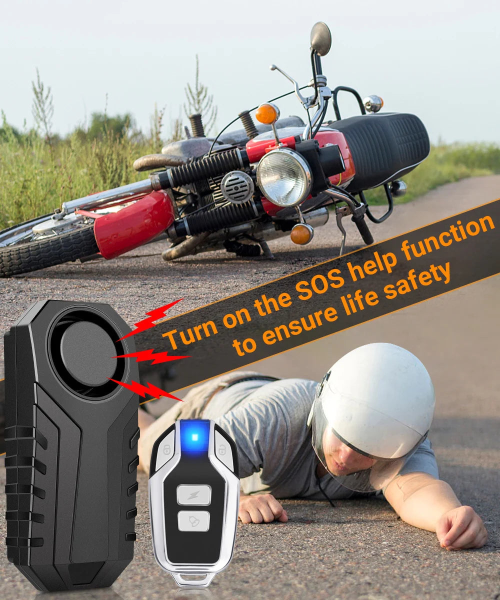 Wireless Motorcycle Bike Vibration Alarm IP55 Waterproof Bicycle Alarm Remote Control Anti-theft Motobike Detector Alarm System