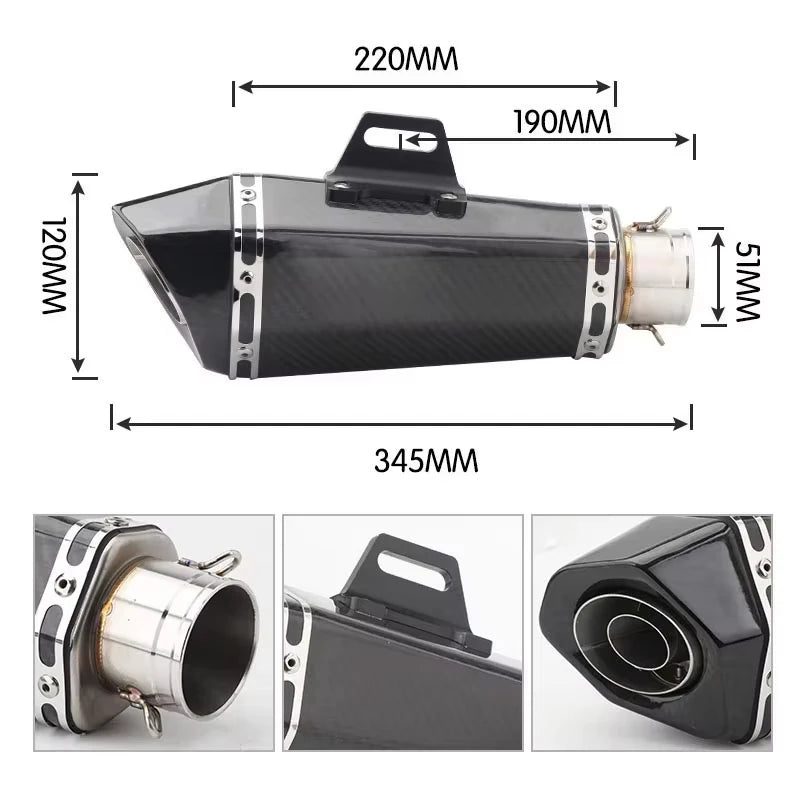 51mm Universal Inlet Motorcycle Exhaust R11 Muffler with DB killer for ninja650 Z750 Z800 mt03 R6 R3 R25 Z400 Z900 MT07 MT09