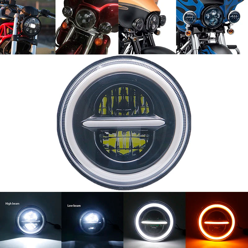 7 Inch Led Auto Headlight Motorcycle LED Headlight DRL Angel Eyes for Harley Honda Yamaha Jeep Lada Niva Urban Car H4 Headlamp
