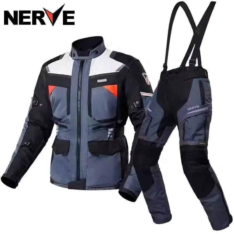 NERVE Motocross Riding Clothes Autumn Winter Warm Waterproof Motorcycle Jacket Pants Men CE Anti-fall Off Road Jacket Rally Suit