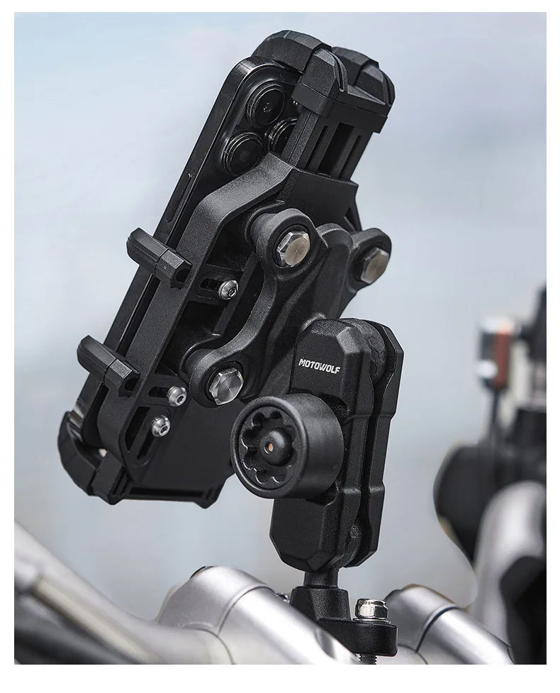 MOTOWOLF Motorcycle Outdoor Shock Absorbing Mobile Phone Holder Eight Claw Fixed Holder Wireless Charging Navigation Holder