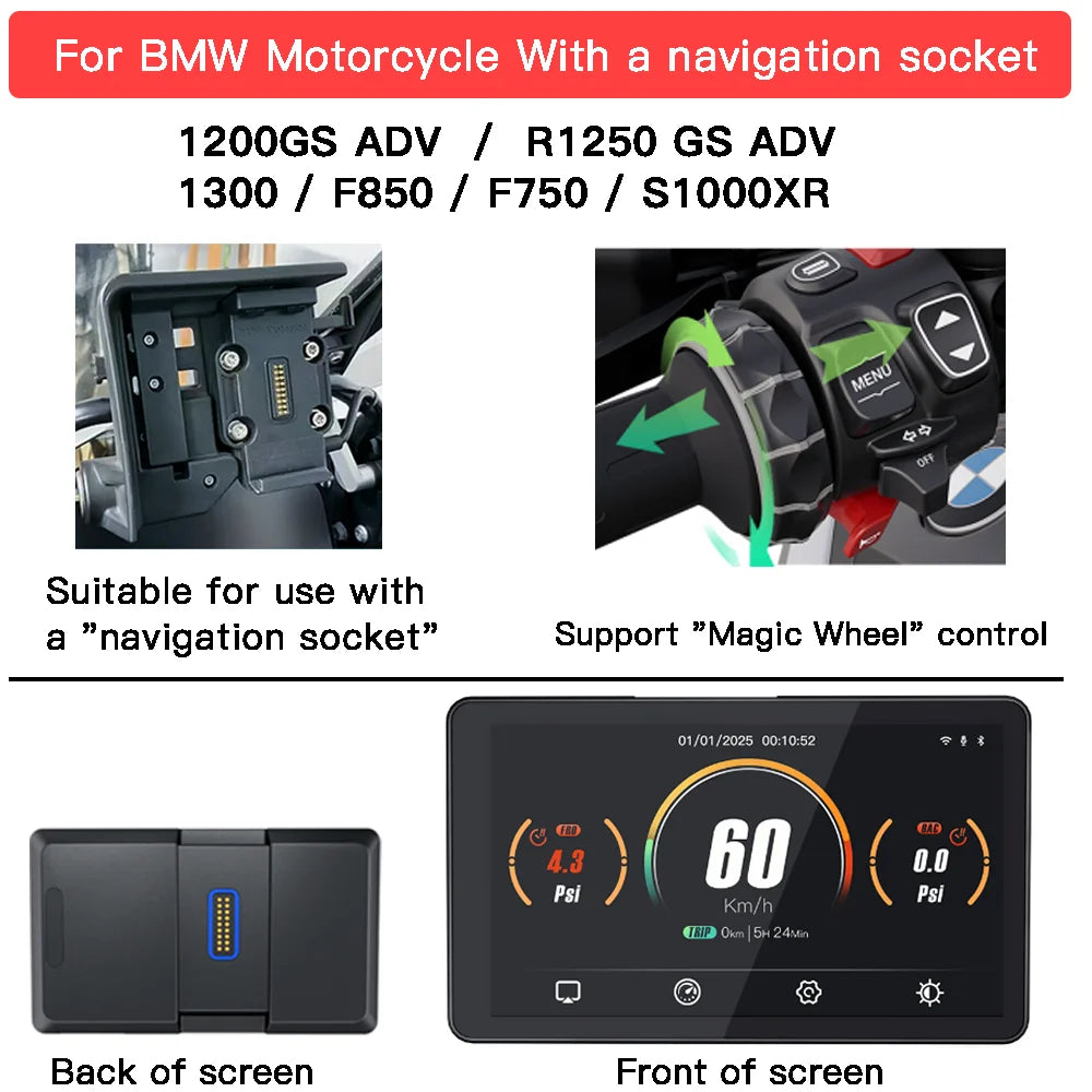 CARABC 6" MB6 Motorcycle Navigation Wireless Carplay Android Auto For BMW  R1300GS S1000 XRF750GS XR M1000 R1200GS R1250GS
