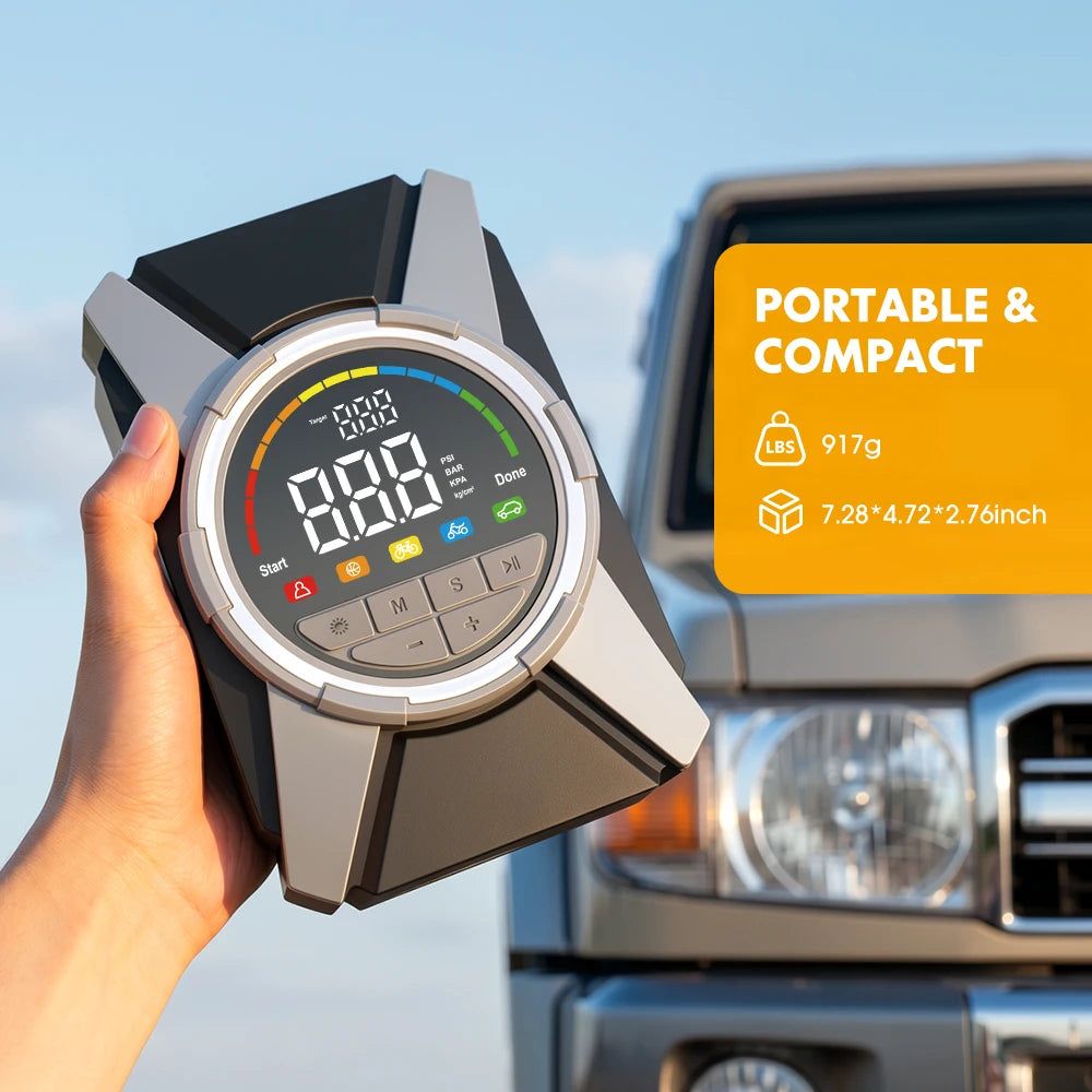 Portable Car Air Compressor 12V Tire Inflator Pump 150PSI Digital Fast Inflation LED Light CE for SUV Truck Moto Bicycle Balls