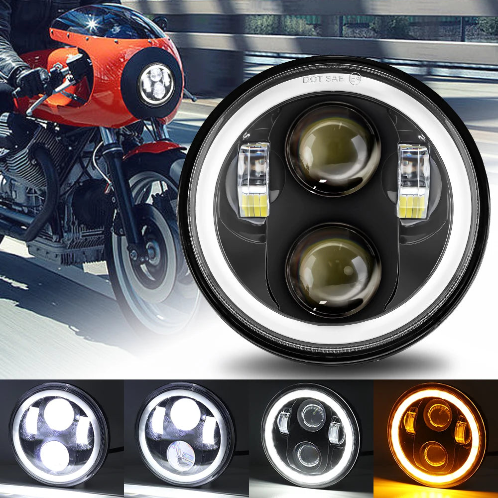 For Harley Indian Scout Honda Universal 5 3/4 Inch 5.75" Led Car Motorcycle Headlight H4 Phare Farol Moto Headlamp Head Light