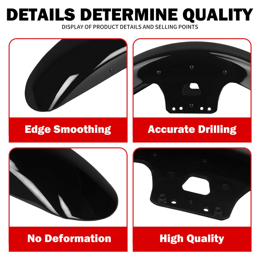 MACTIONS Motorcycle 19" Front Fender Mudguard Cover Iron Wrap Wheels For Harley Touring Road King Electra Street Glide 2014-2023