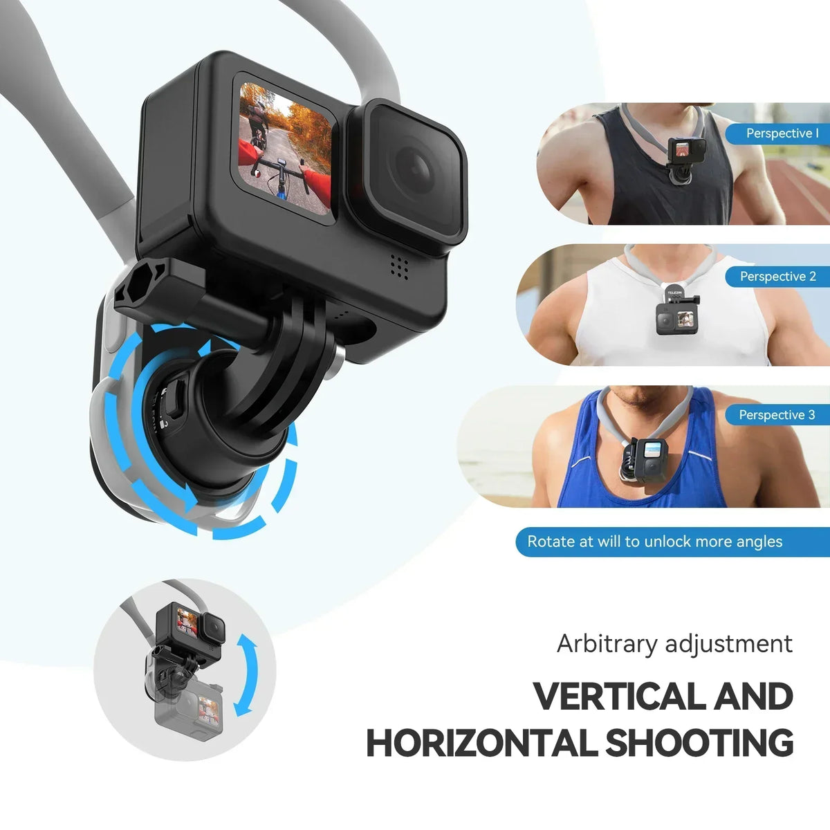 TELESIN Quick-Release Silicon Neck Mount Neck Phone Holder for Gopro Hero13 12 11 10 9 DJI OSMO Action 5 4 3 Insta360 X4