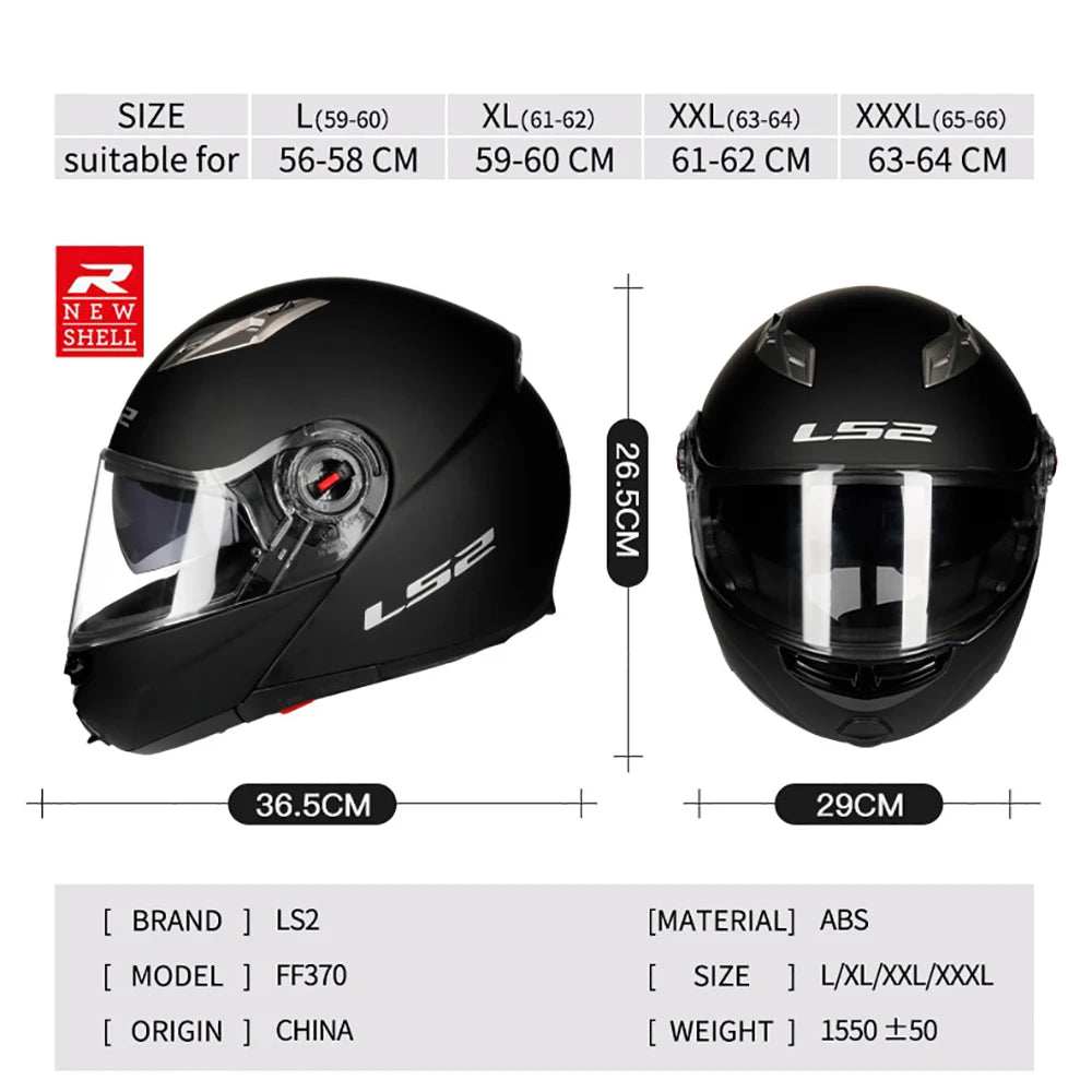 LS2 FF370 Flip Up Motorcycle Helmet Personalised Dual Lens Capacete LS2 Modular Helmets Motorbike Racing Helmet Cascos Para Moto