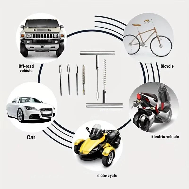 12Pcs New Car Tire Repair Tool Set with T-Handle Plug, Tire Repair Replacement Needles for Efficient Fixing