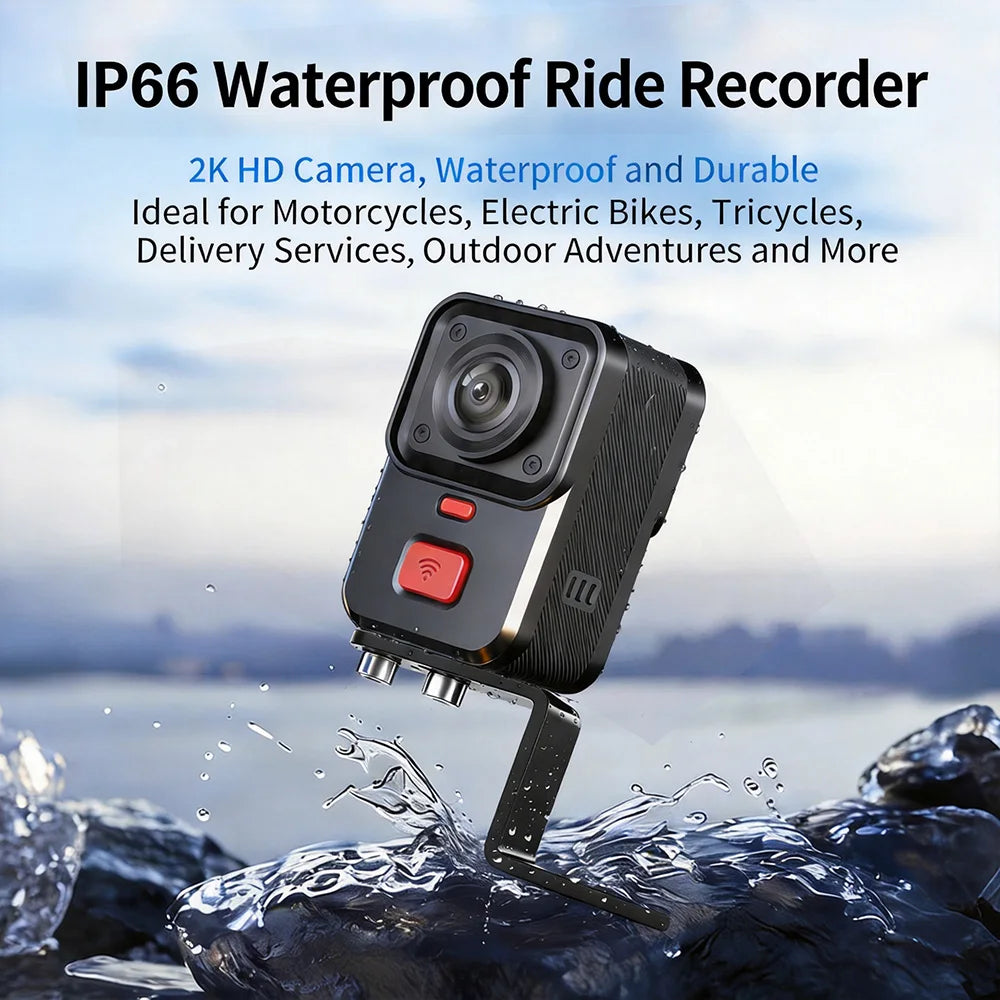 New Motorcycle Camera Dual lens 2K+480P HD DVR 170° Wide Angle Lens TypeC Loop Recording with GSensor WiFi Waterproof