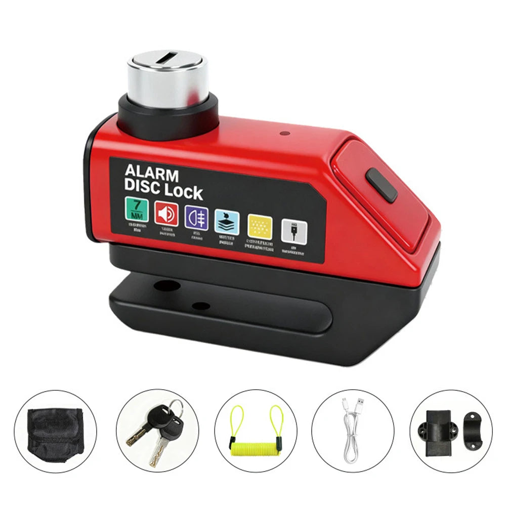 Motorcycle Alarm Disc Brake Lock 120dB Loud Anti Theft Alarma Security Moto Wheel Disk Padlock Waterproof Motorcycle Disc Lock