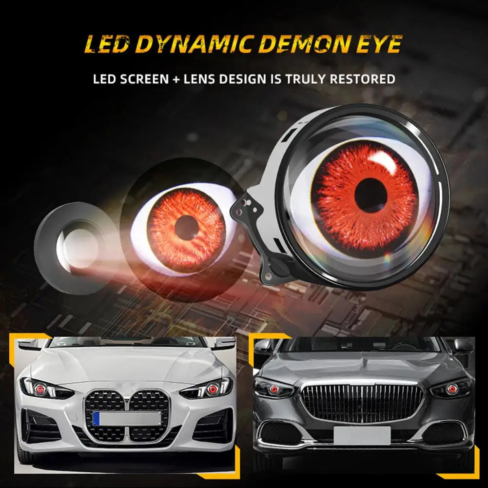 LED Dynamic Devil Eyes Style Car Lights 1.5W Lens Headlight Auto Decoration For Motorcycle/Car/SUV/Off-Road Eye Light Accessorie