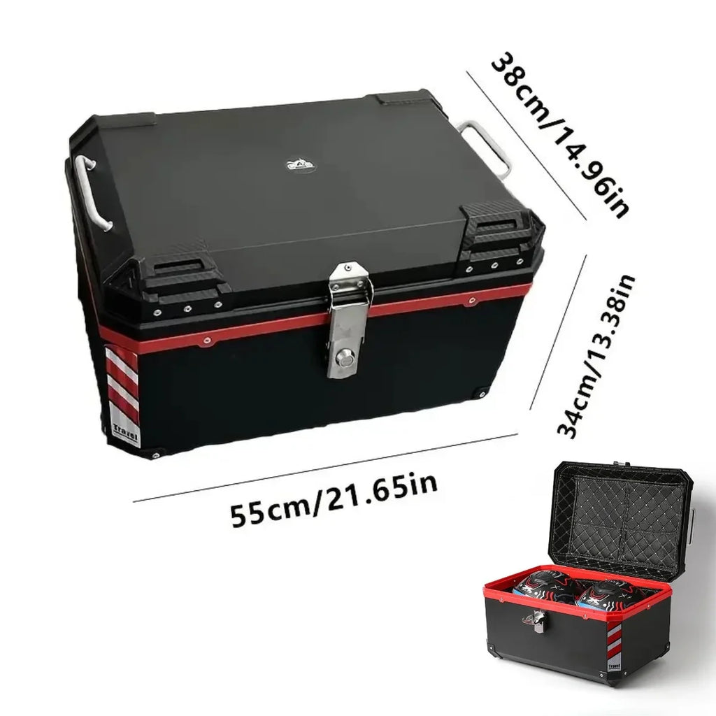 1pc 68L/18 Gallon Motorcycle Luggage Box with Base,Reflective Strips, Interior Padding, motorcycle accessories for Outdoor Ridin