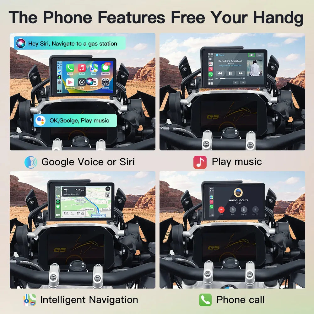 CARABC 6" Motorcycle Navigation Wireless Carplay Android Auto For BMW F750GS XR M1000 R1200GS R1250GS R1300GS S1000XR