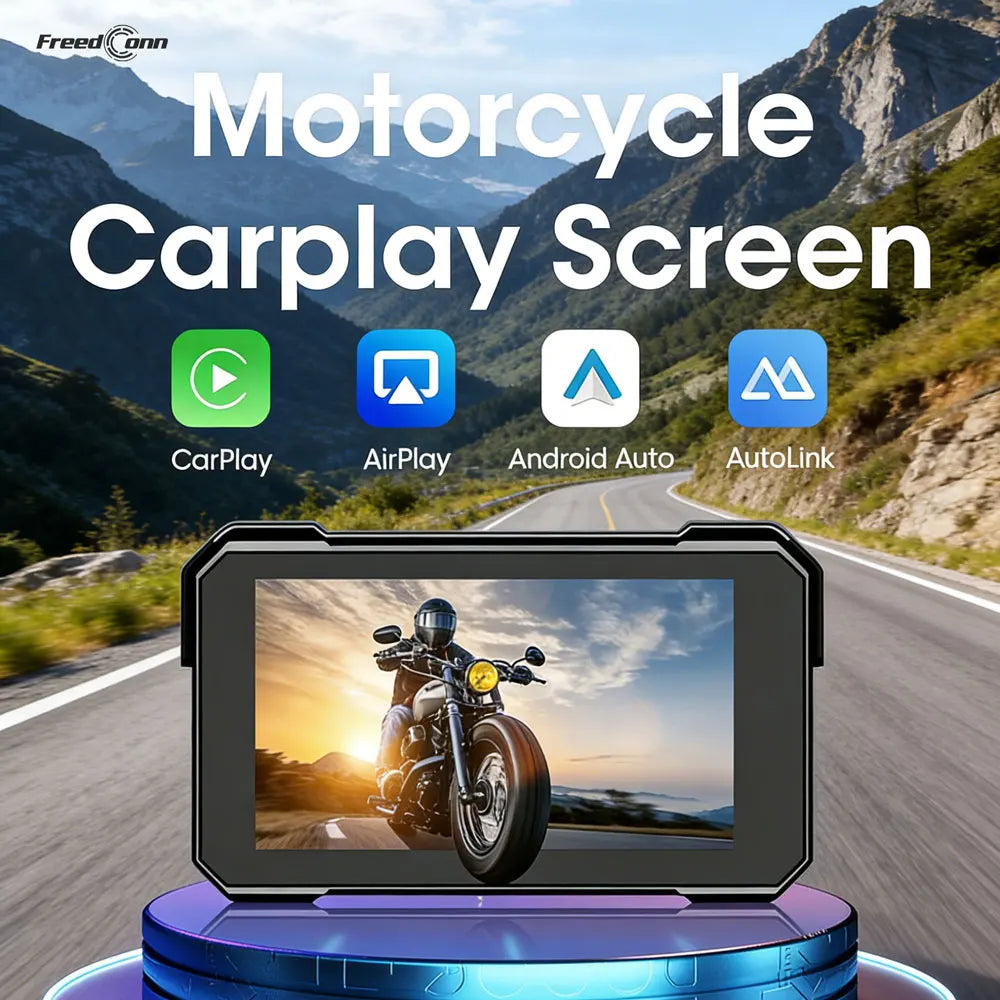 Freedconn Motorcycle Navigation Carplay Android Auto Moto Display Screen Portable Motobike Digital Dashboard Waterproof Monitor