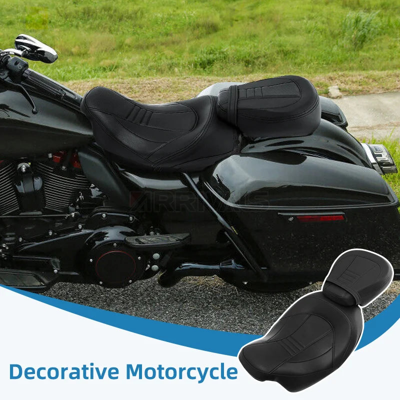 Motorcycle Low-Profile Driver Passenger Pillion Two Up Seat For Harley Touring CVO Street Glide Road King 1998-2008 2009-2022