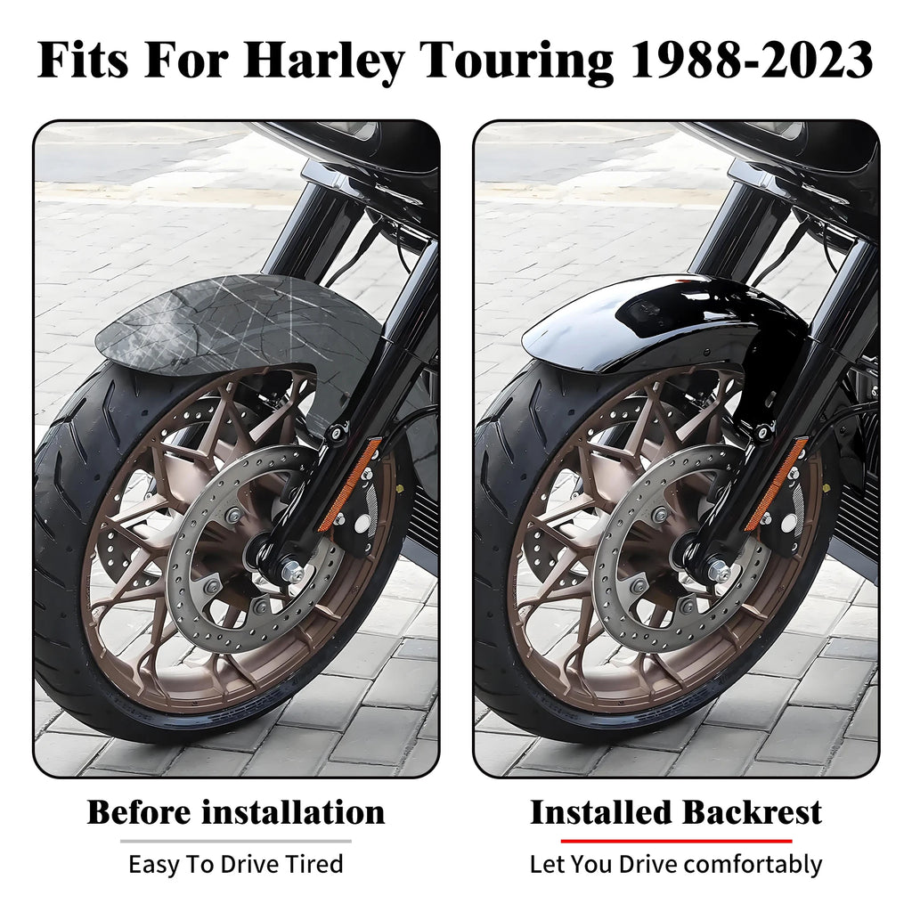 MACTIONS Motorcycle 19" Front Fender Mudguard Cover Iron Wrap Wheels For Harley Touring Road King Electra Street Glide 2014-2023