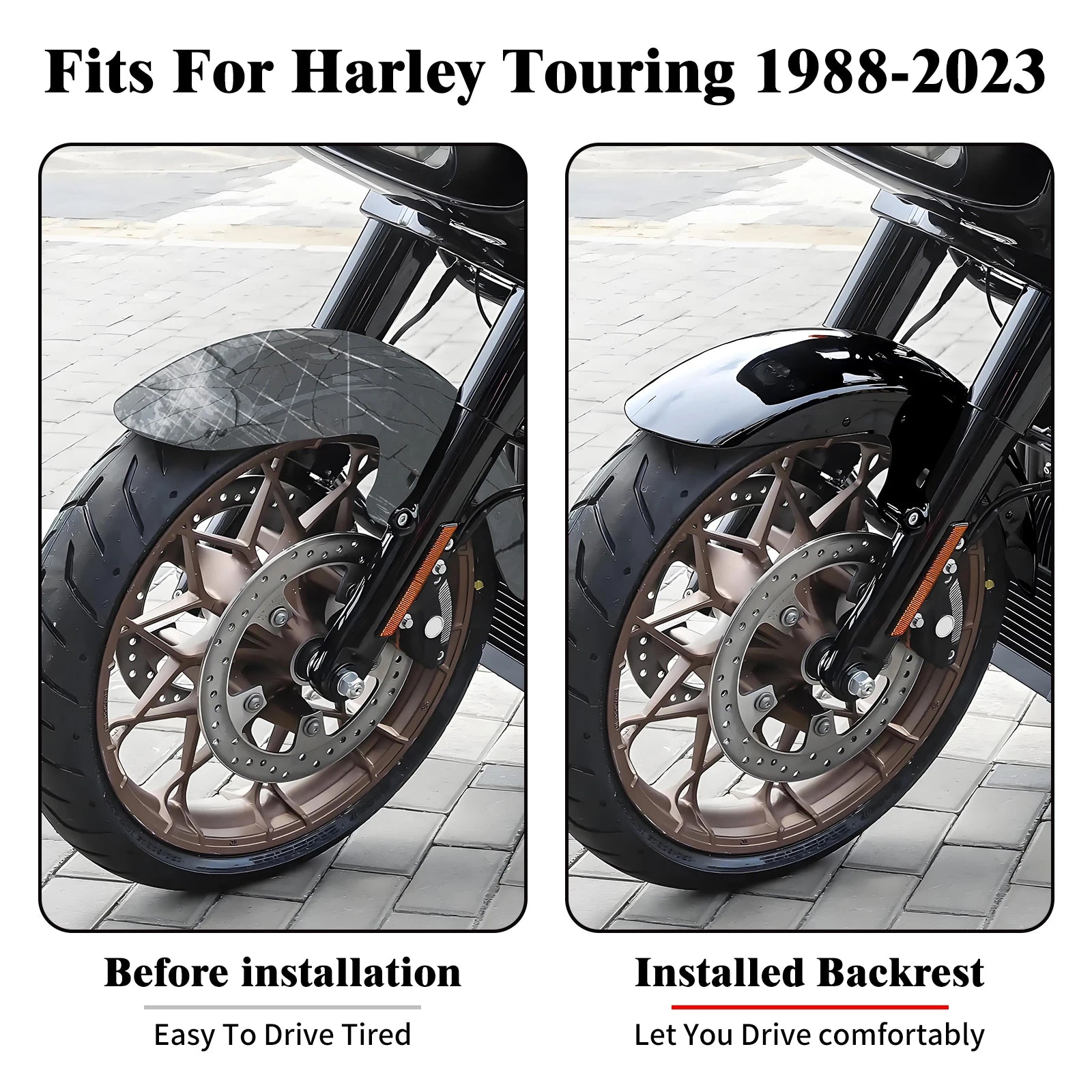 MACTIONS Motorcycle 19" Front Fender Mudguard Cover Iron Wrap Wheels For Harley Touring Road King Electra Street Glide 2014-2023