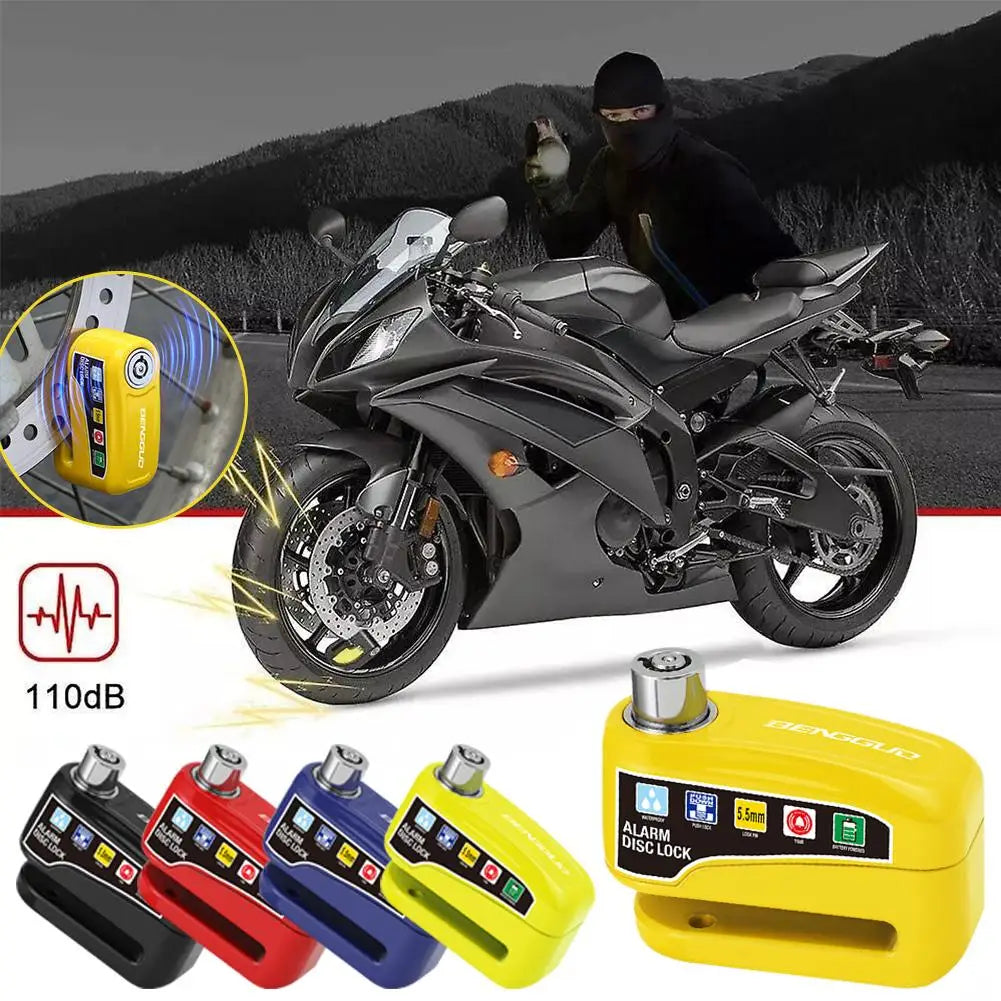 Motorcycle Alarm Disc Brake Lock Bicycle Wheel Disk Padlock Security Waterproof Anti-Theft Lock Scooter Alarma Disc Brake Lock