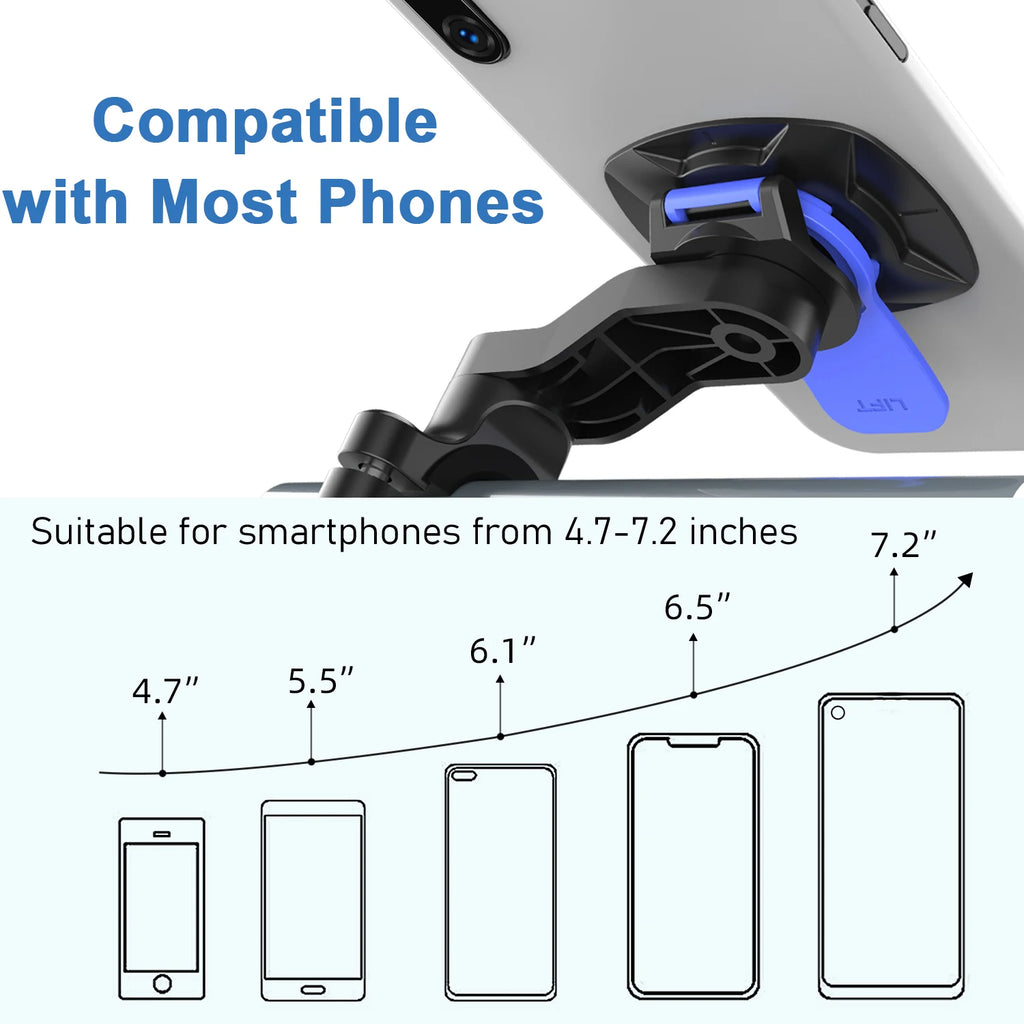 Motorcycle Phone Mount, Anti-Shake Bike Cell Phone Holder with Vibration Dampener, Quick Release Attach/Detach